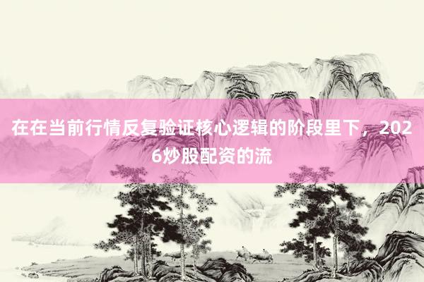 在在当前行情反复验证核心逻辑的阶段里下，2026炒股配资的流
