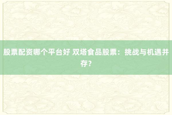 股票配资哪个平台好 双塔食品股票：挑战与机遇并存？